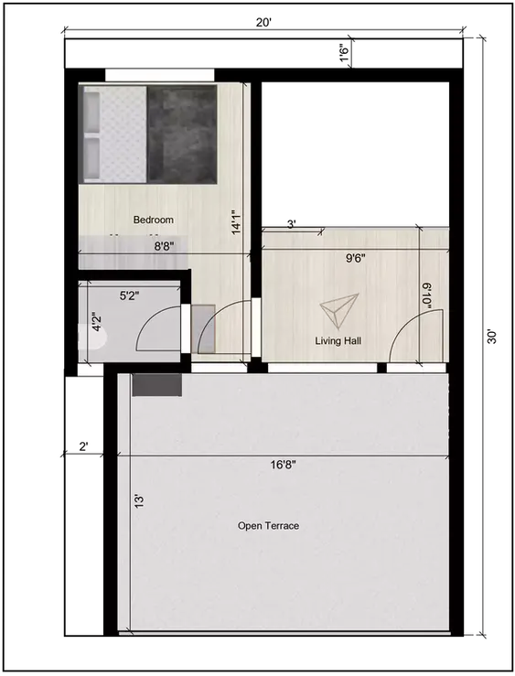 20x30 house designs and plans of the Residential building Terrace Floor