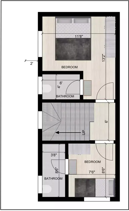 15 feet by 30 feet house plans East facing Duplex design 2nd Floor Plan