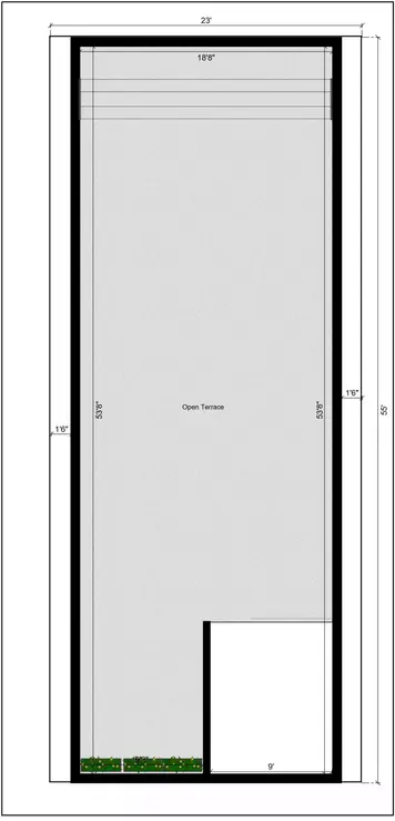 23 * 55 house plan 2bhk west facing with 1bhk for rent Terrace Floor