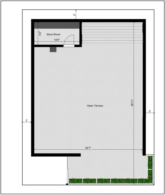 East-facing 30 by 40 house plan 3d plot, thoughtfully constructed for rental purposes while adhering to Vastu principle Terrace Floor Plan
