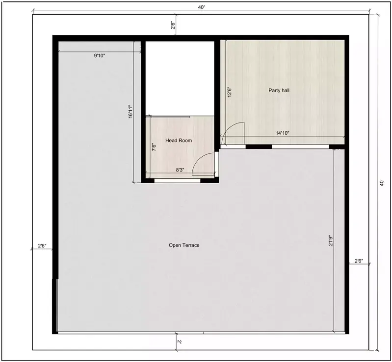 40 40 west facing house plan of the Residential building Terrace Floor Plan