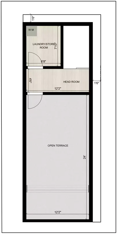 15 x 40 house design plan of the Residential Building Terrace Floor