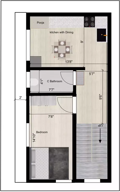 17 30 west facing house plans of the Residential building 1st Floor Plan