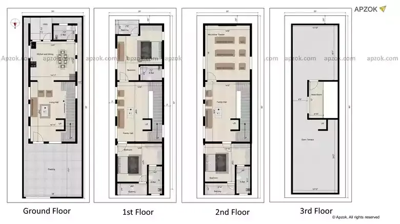 3BHK Duplex North Facing House Design 20x60 ft | RI0006