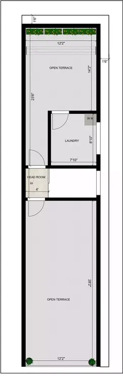 2 bhk 15 * 60 house plan duplex design Terrace Floor Plan