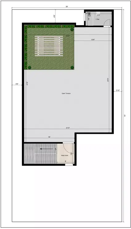 39x75 duplex house plans arabic Terrace Floor plan