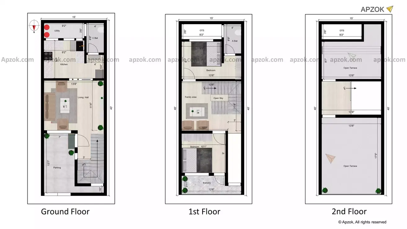 15 40 feet house design of the Residential building 