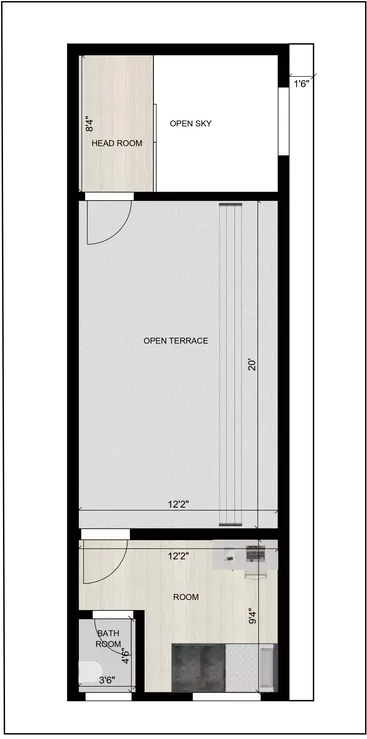 15 * 40 duplex plan north facing Arabic Western design Terrace Floor