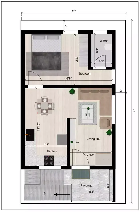 20 feet by 35 feet house plan of the Residential building 2nd Floor