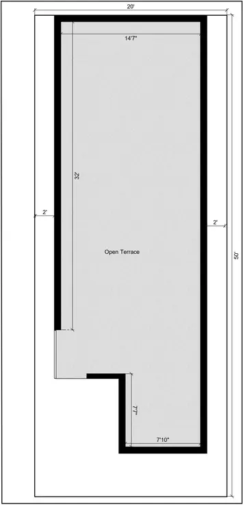 25 by 50 2bhk house plan west facing Terrace Floor Plan