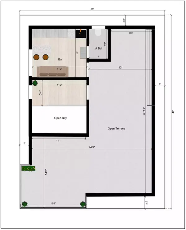 30 * 40 3bhk duplex house plan of the Residential building Terrace Floor Plan