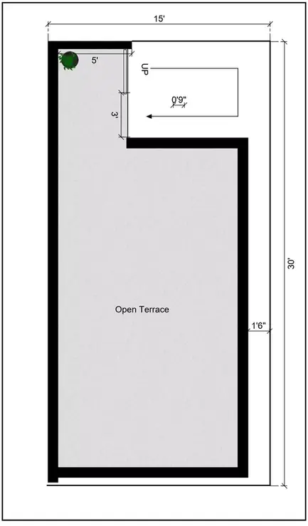15 * 30 house design plan of the Residential building Terrace Floor Plan
