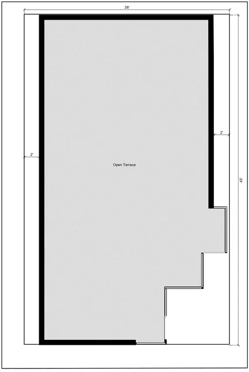 28 * 45 south facing house plan of the Residential building Terrace Floor Plan