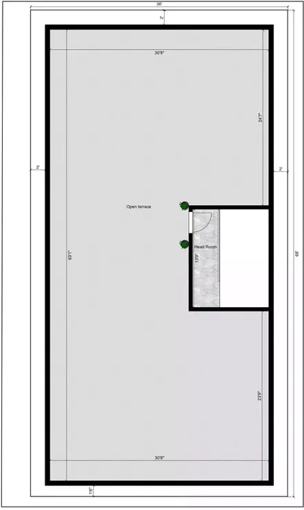 36 * 68 house plan west facing of the Residential building Terrace Floor Plan