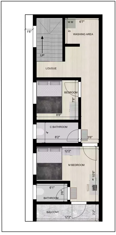 15 * 40 house plan east facing designed house 1st Floor