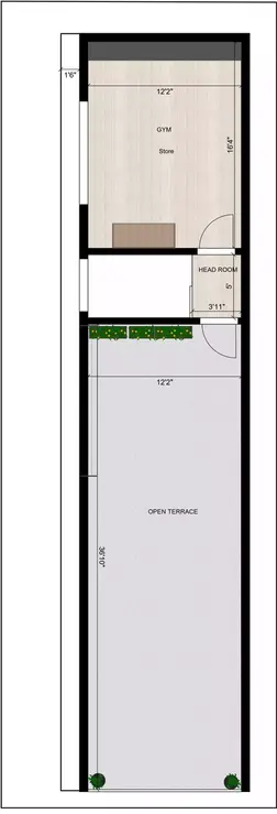 15 * 60 house plan 3bhk duplex with 3bhk rent Terrace Floor Plan