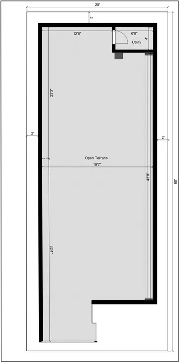 25x60 3bhk house plan of the Residential building Terrace Floor Plan