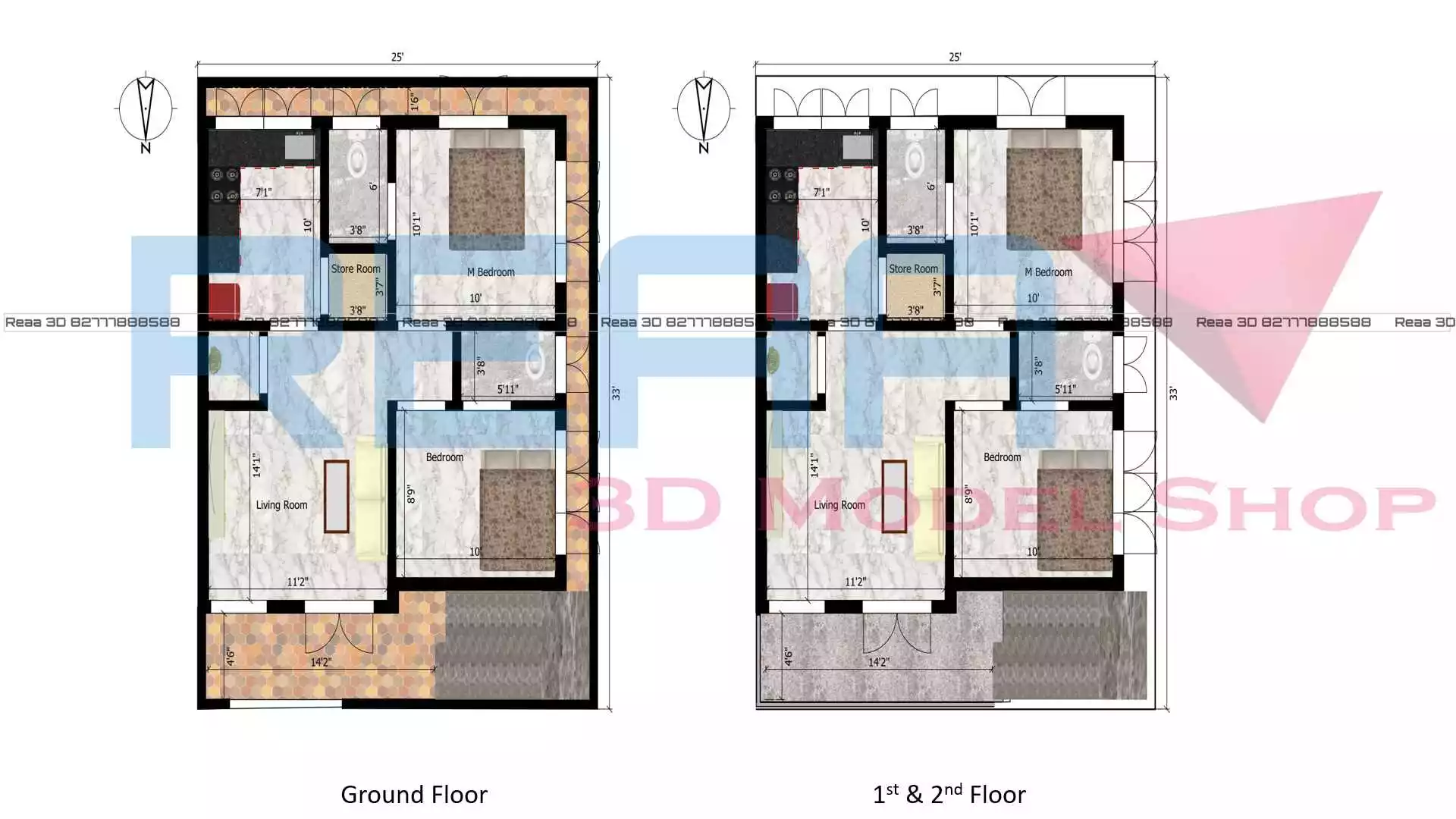 25 x 33 North Face rent House Plan