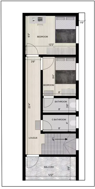 15 by 40 home plan 2bhk duplex with 1bhk ground floor for rent 2nd Floor
