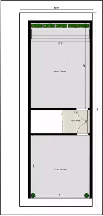 18’9 * 50 duplex house plan 3d east facing with 4 bedroom luxury design Terrace Floor Plan