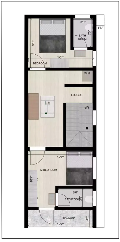 15 * 40 duplex house design architectural masterpiece is designed 1st Floor