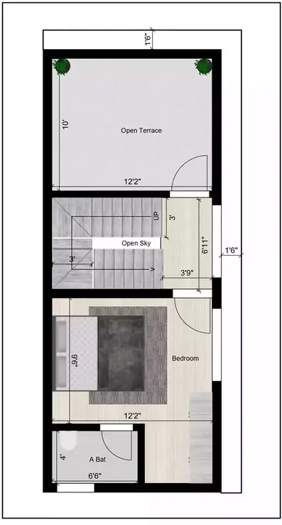 15 35 house plan design east facing of the Residential building 2nd Floor Plan