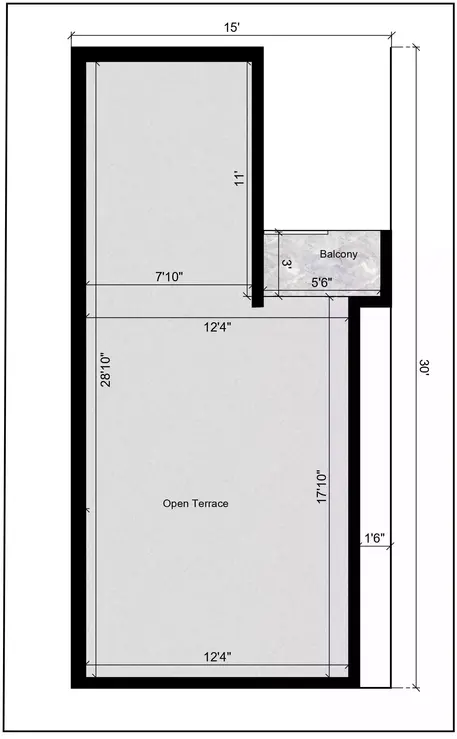 15 by 30 home plan of the Residential building Terrace Floor Plan