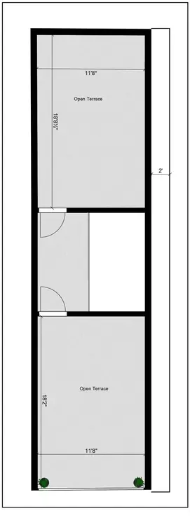 15 * 50 house plan Double bedroom duplex Arabic Western design of the Residential building Terrace Floor Plan