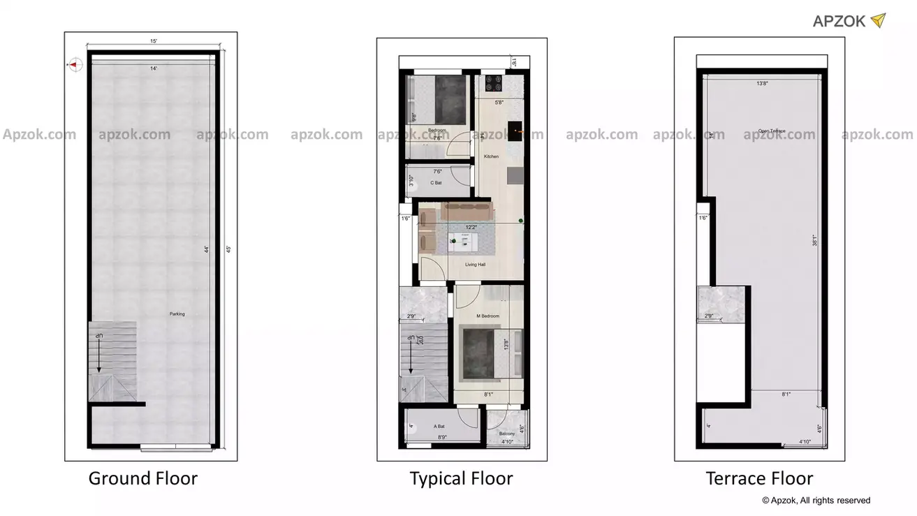 15 45 house plan first floor of the Residential building