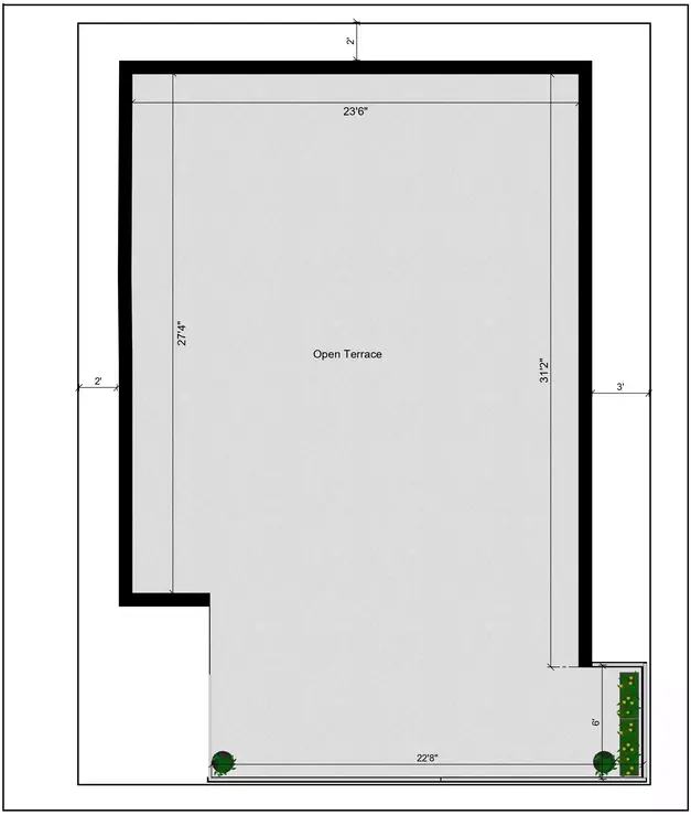 30 * 40 house plan 2bhk with 1bhk rent of the Residential building Terrace Floor Plan
