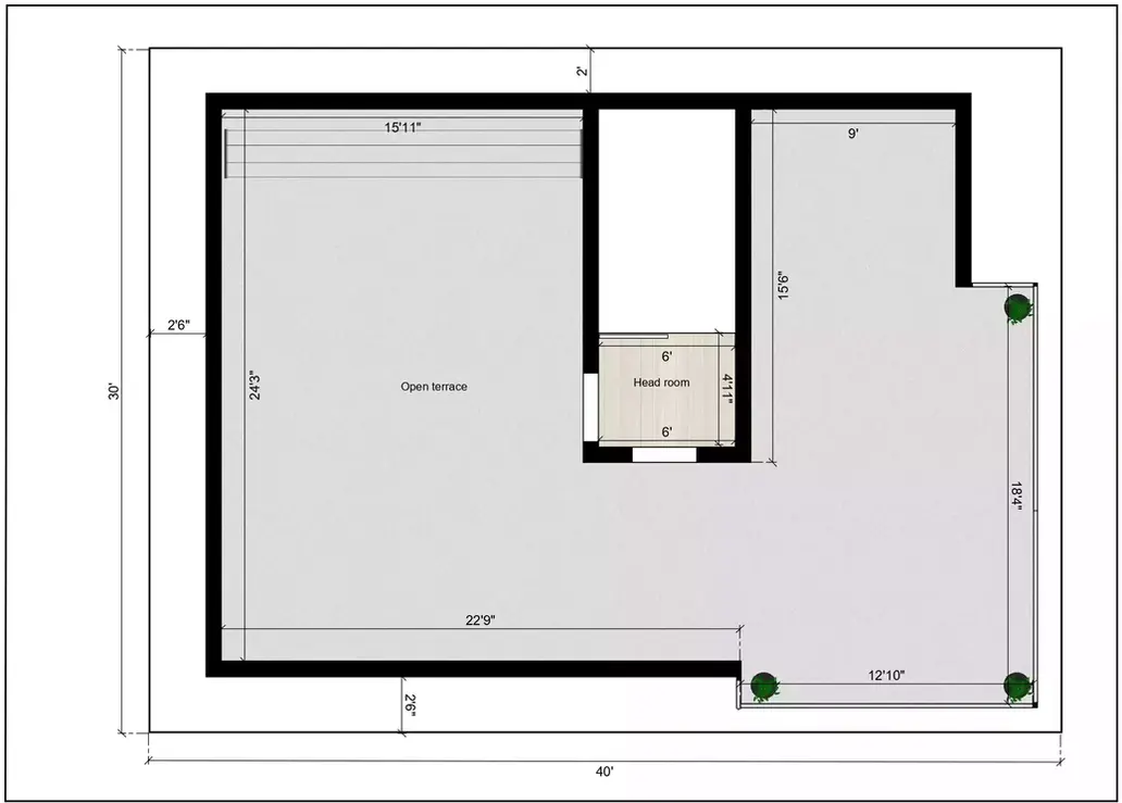 3 bhk house plans 40x30 east facing Terrace Floor Plan