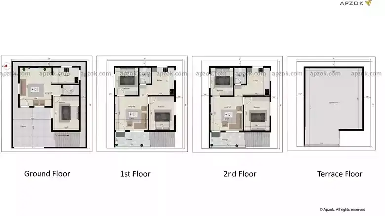30x35 2BHK Residential House Plan West | RK0059
