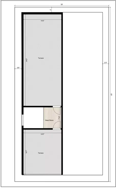 35 * 65 east face house plan of the Residential building 2nd Floor Plan