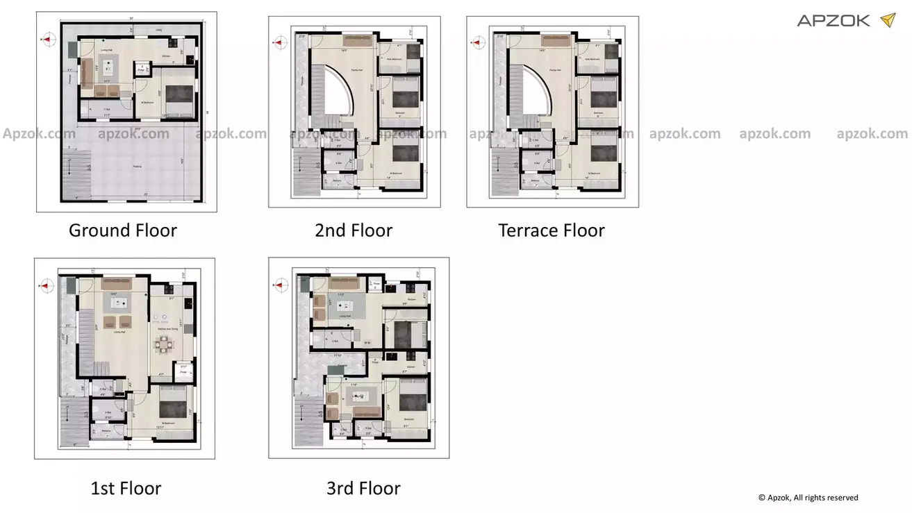 30 * 38 house plan west facing 4bhk duplex with 1bhk rent of the Residential building