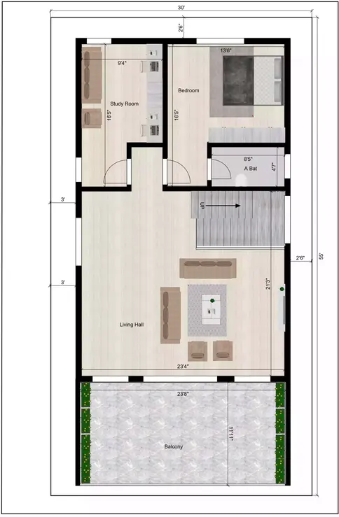 30 55 north face house plan of the Residential building 1st floor plan