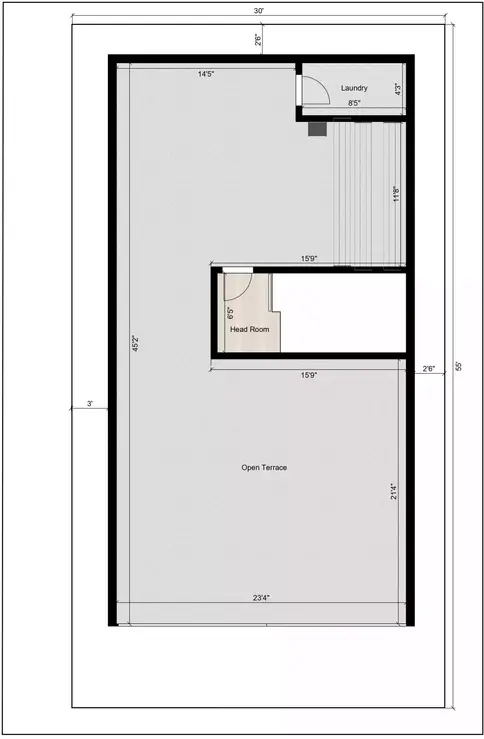 30 55 north face house plan of the Residential building Terrace floor plan