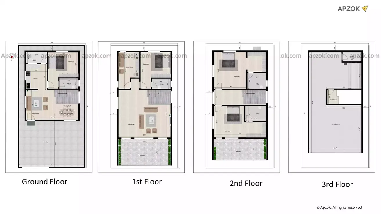 30 55 north face house plan of the Residential building