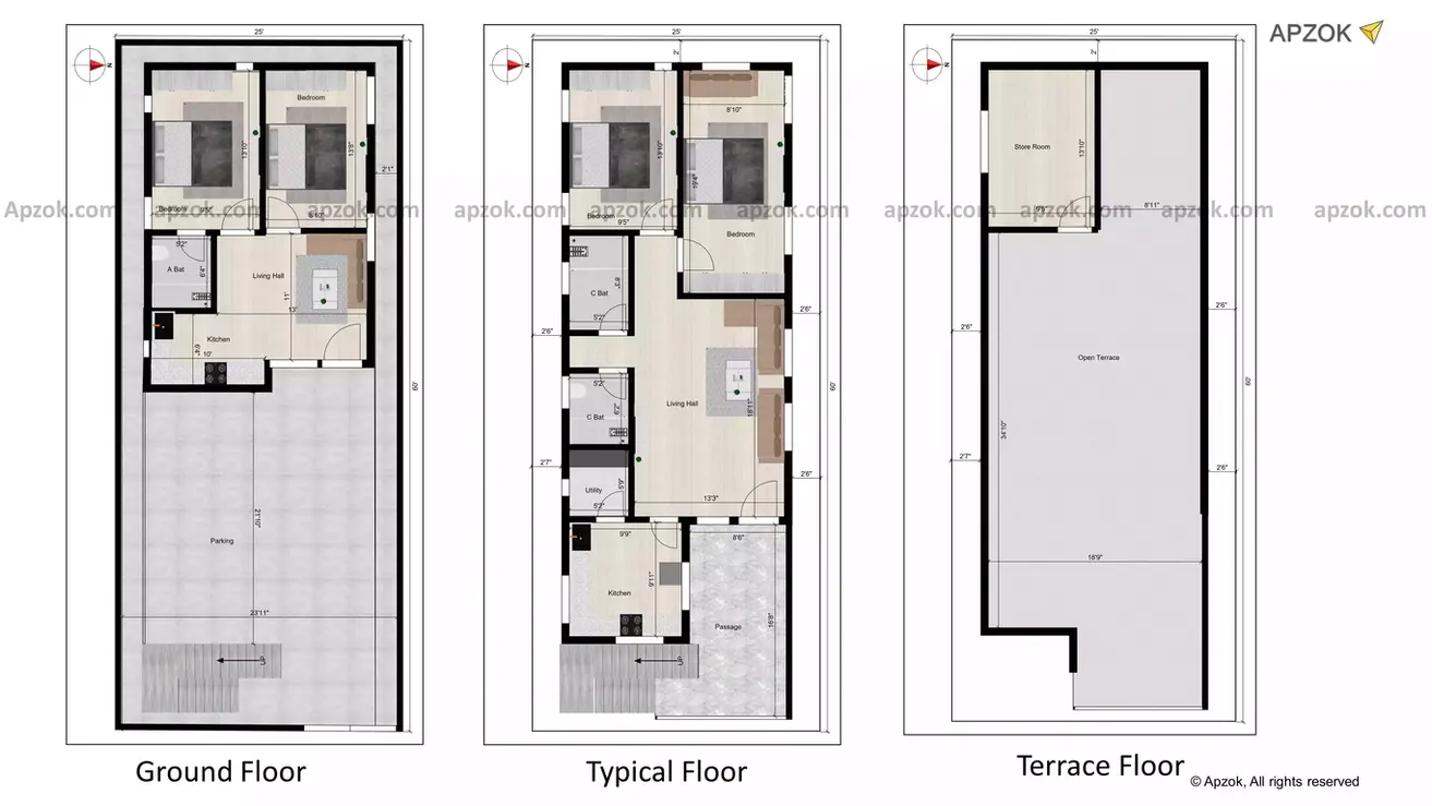 2 bhk house plans 25 x 60 east direction