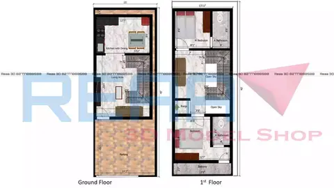15 by 40 Duplex House Plan With 2 BHK And Car Parking, For Own Use