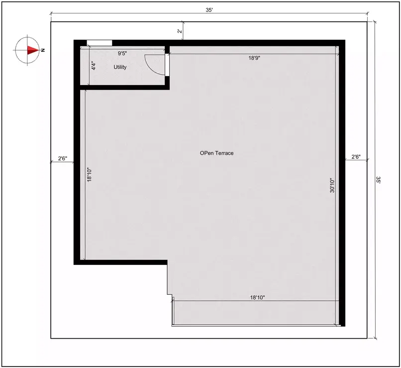 35 by 35 house design 2bhk east facing of the Residential building Terrace Floor Plan