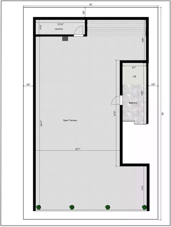 35 55 house plans east facing 3 bedroom Terrace floor plan