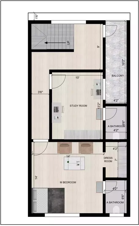 20 * 40 south facing house plan duplex design 2nd Floor Plan
