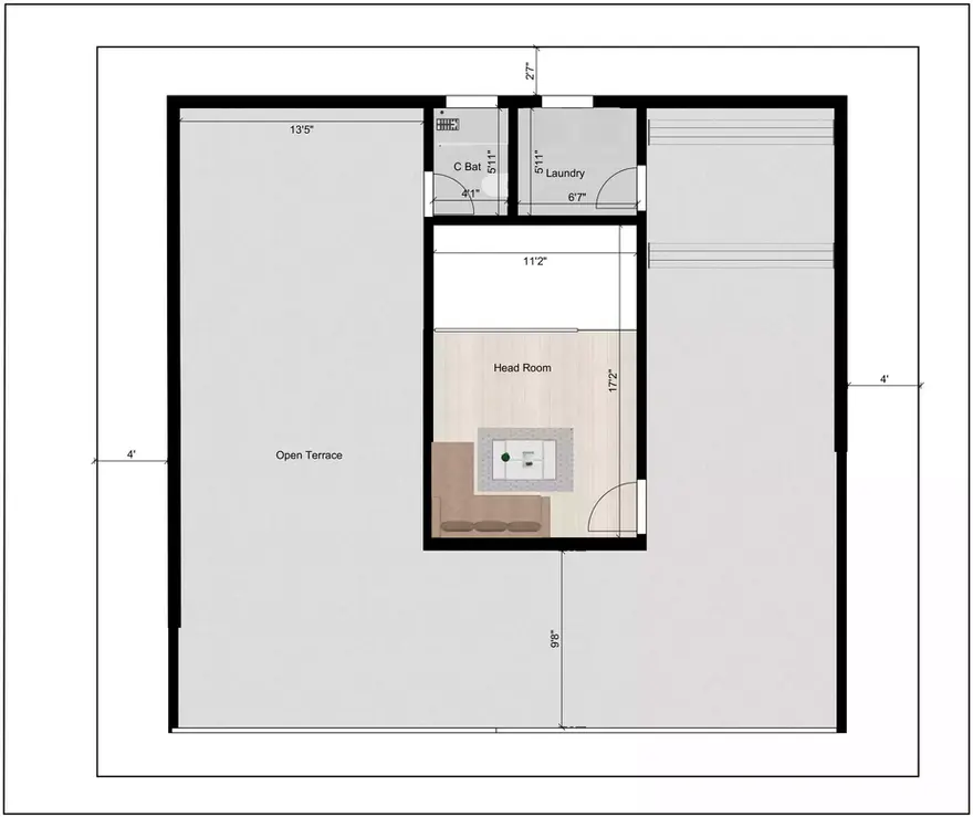 45 * 40 west facing house plan of the Residential building facing in West direction Terrace Floor Plan