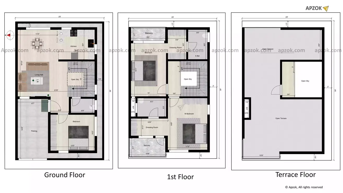 house design 25 x 39 plan of the Residential building