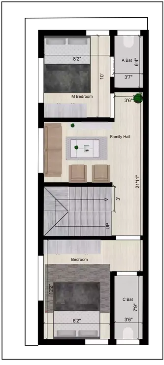 15 feet by 40 feet duplex house plans 2nd Floor