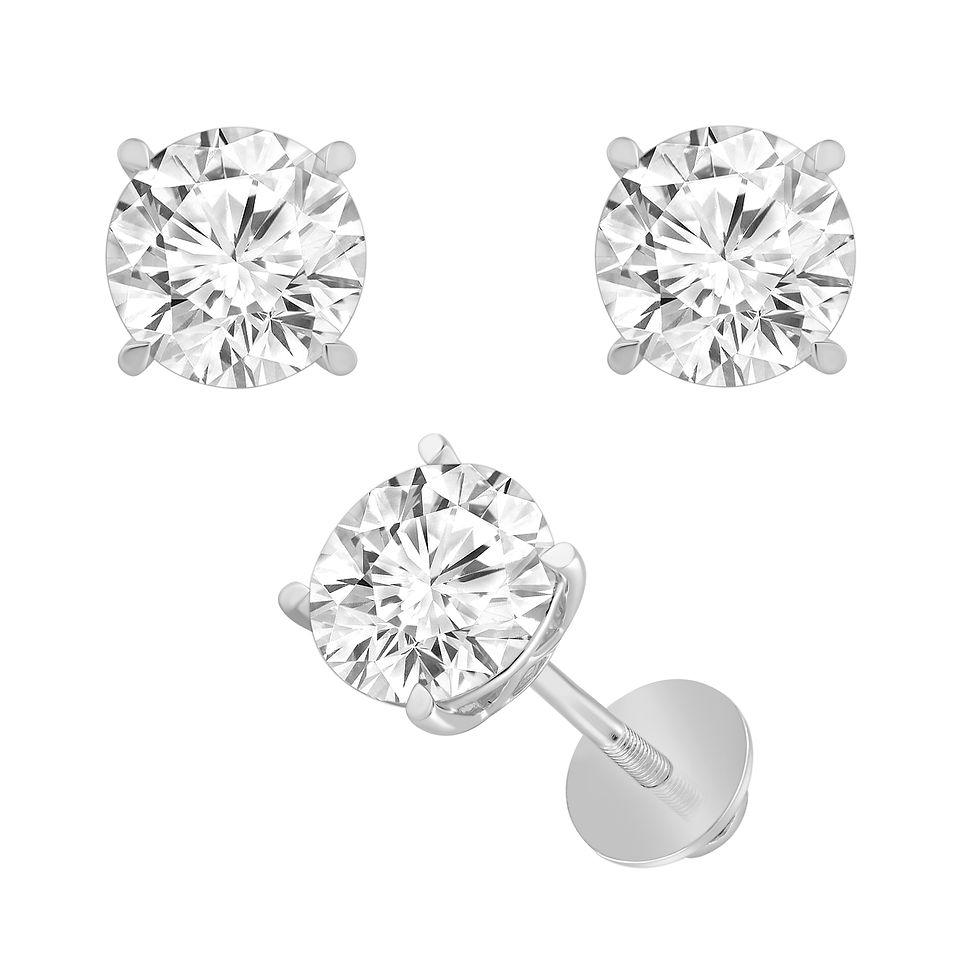 Thumbnail: 18ct White Gold 4ct Design Lab Diamond Earrings