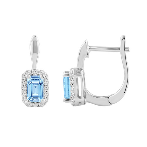 9ct White Gold Topaz Diamond Hinged Earrings RockC Jewellers