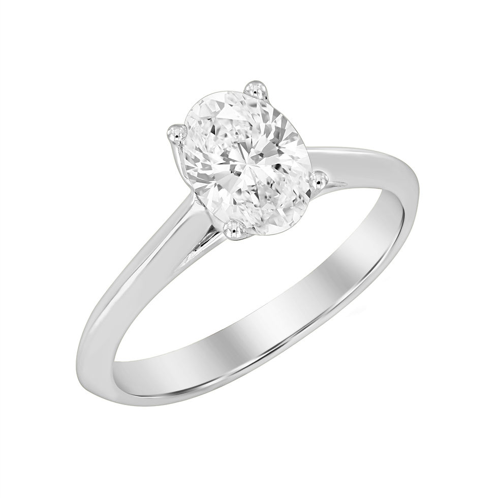 Thumbnail: 9ct White Gold 1ct Oval Single Stone Design Lab Diamond Ring