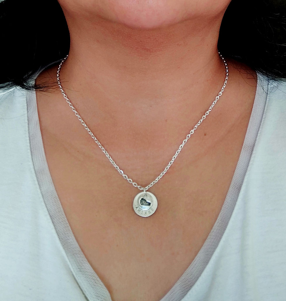 Miniaturbild: Doppel Rund Fußabdruck Anhänger Andenken Schmuck Geburt Geschenk