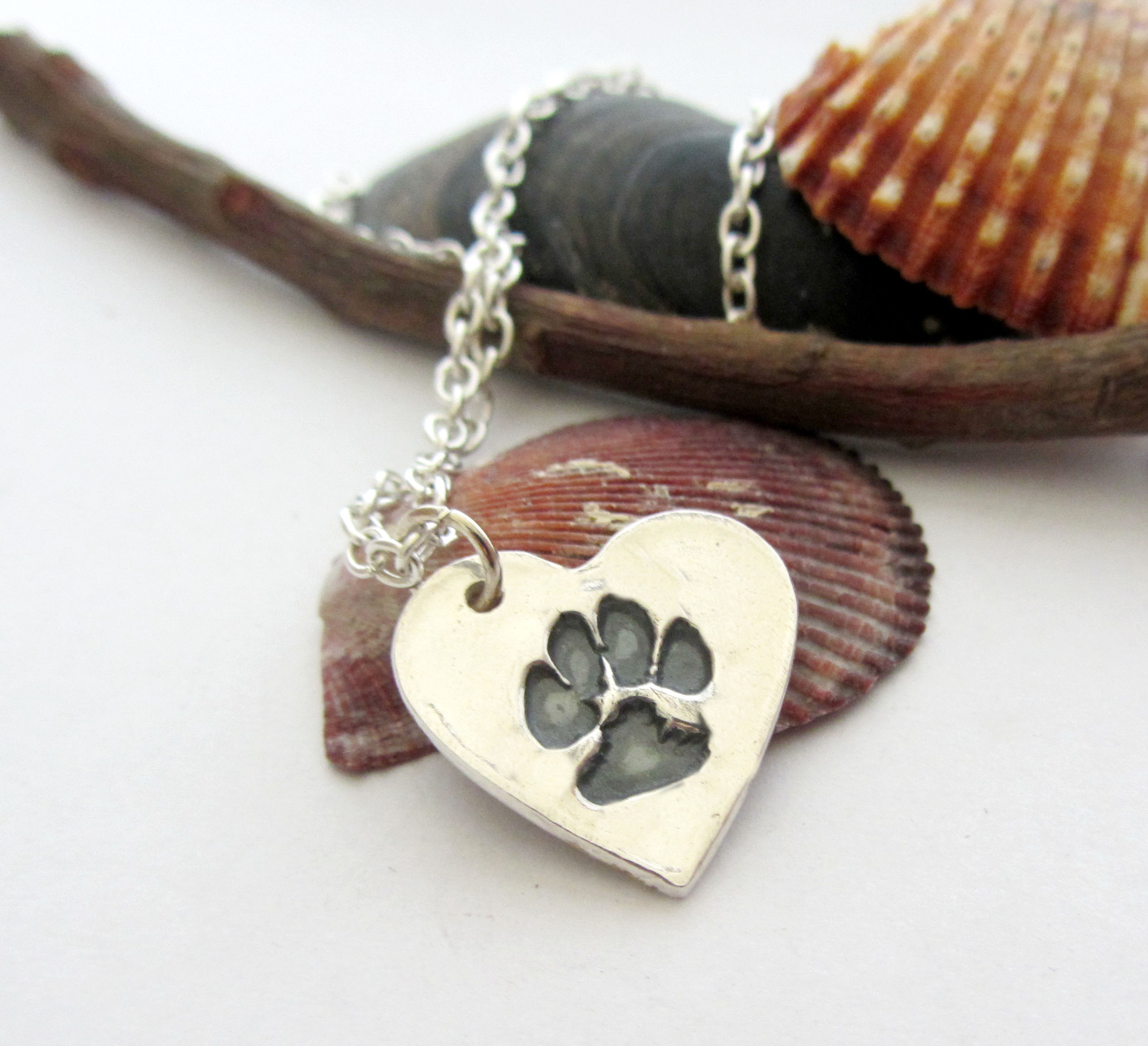 Pfotenabdruck Herz Anhänger Lieblingstiere 999 Silber